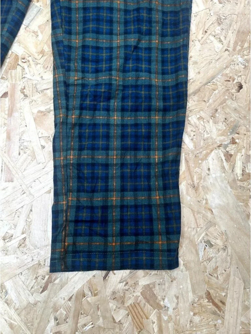 Eddie Bauer Flannel Pajama Pants Mens Large Green Blue Plaid Sleep Lounge Pants